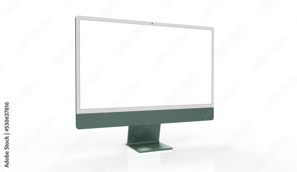 Realistic 3D Computer, with a white screen, isolated on a background Realistic 3D Computer, with a white screen, isolated on a background