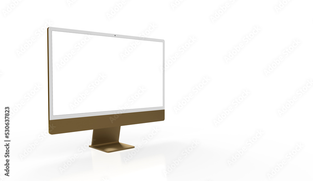 Realistic 3D Computer, with a white screen, isolated on a background Realistic 3D Computer, with a white screen, isolated on a background