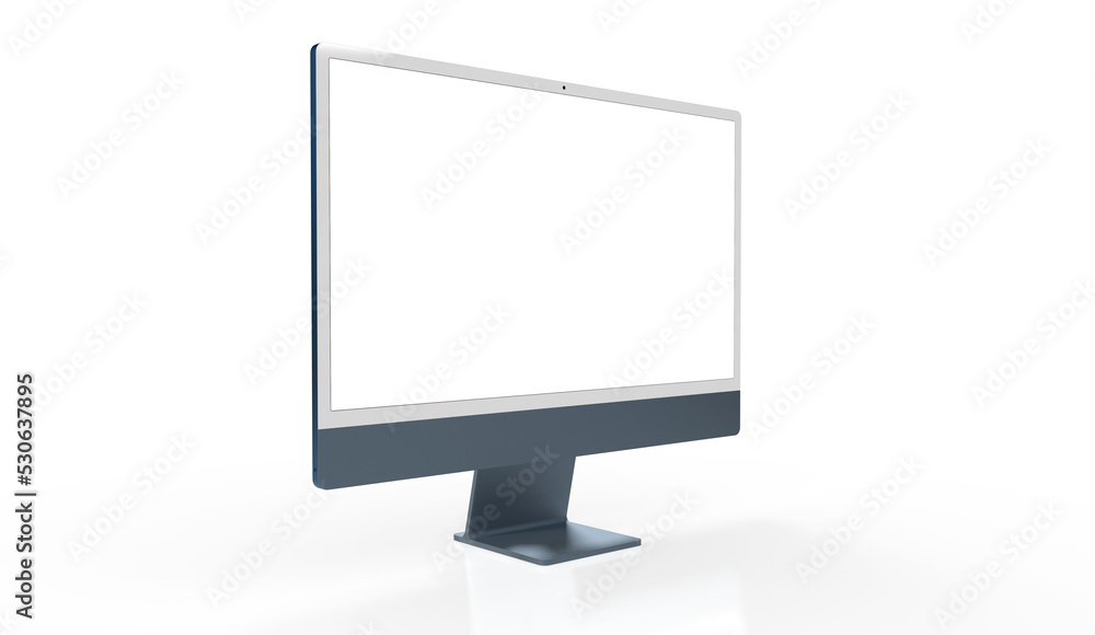 Trendy realistic thin frame monitor mock up with blank white screen Trendy realistic thin frame monitor mock up with blank white screen
