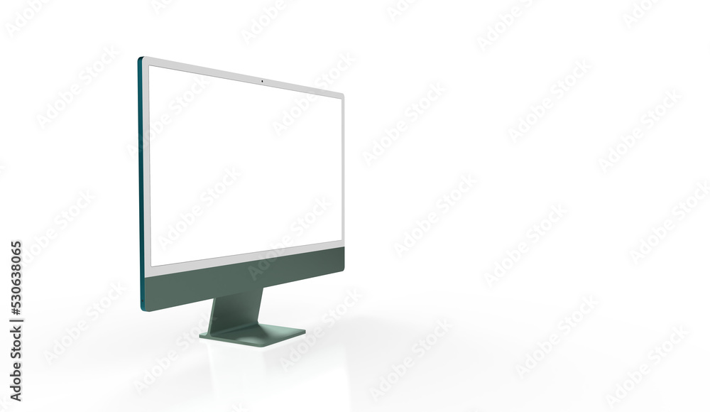 Trendy realistic thin frame monitor mock up with blank white screen Trendy realistic thin frame monitor mock up with blank white screen