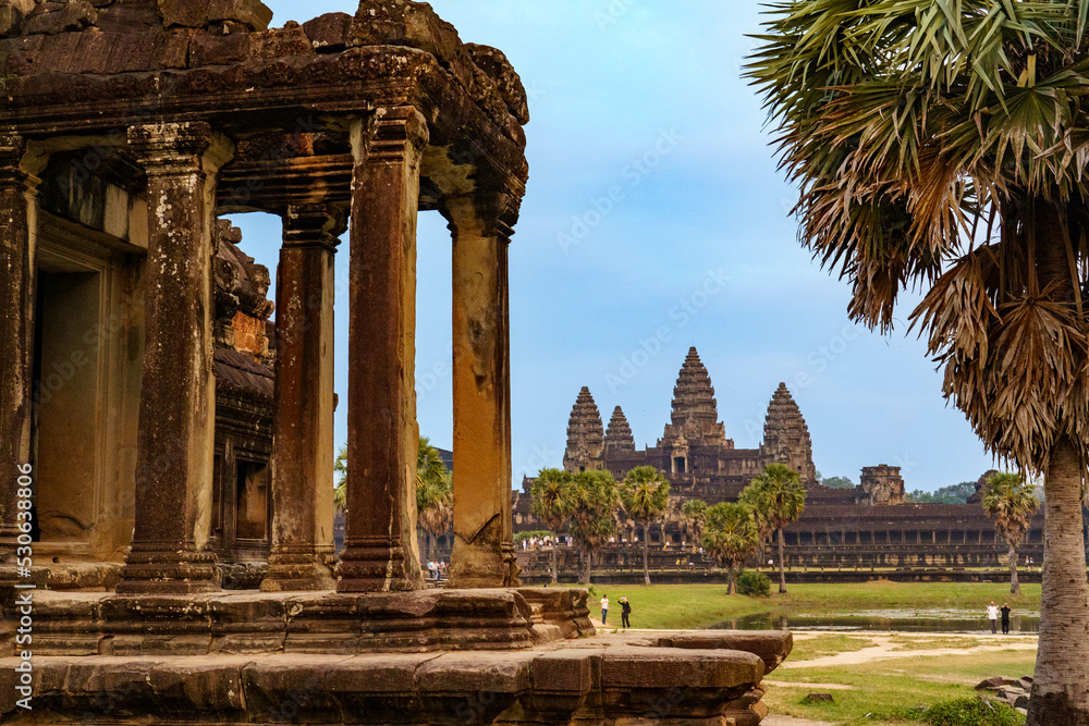 Cambodia. Siem Reap Province. Angkor Wat (Temple City). A Buddhist and temple complex in Cambodia and the largest religious monument in the world Cambodia. Siem Reap Province. Angkor Wat (Temple City). A Buddhist and temple complex in Cambodia and the largest religious monument in the world