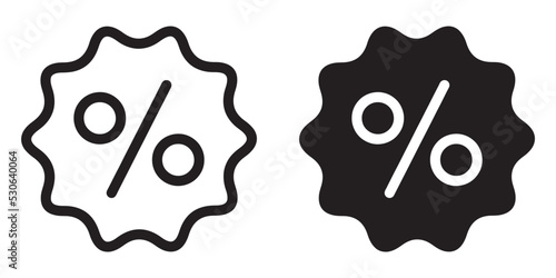 ofvs126 OutlineFilledVectorSign ofvs - sale badge vector icon . percent price tag . special offer . discount . isolated transparent . black outline filled version . AI 10 / EPS 10 . g11464 photo