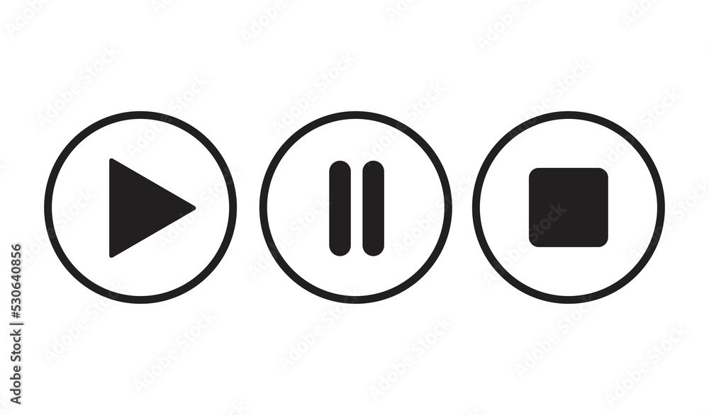 Play, pause, and stop button icon Play, pause, and stop button icon