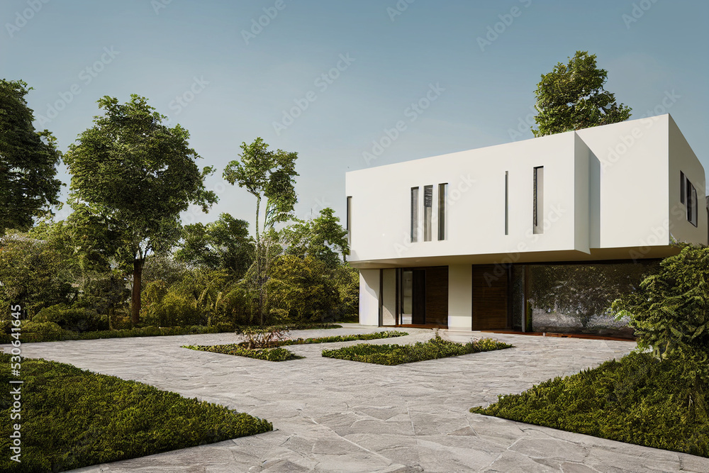 Fototapeta premium Luxury modern villa, cozy house, real estate