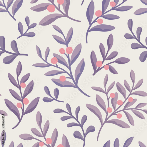 Wallpaper Mural Floral vector seamless pattern. Delicate botanical wallpaper. Repeatable background with leaves and flowers Torontodigital.ca