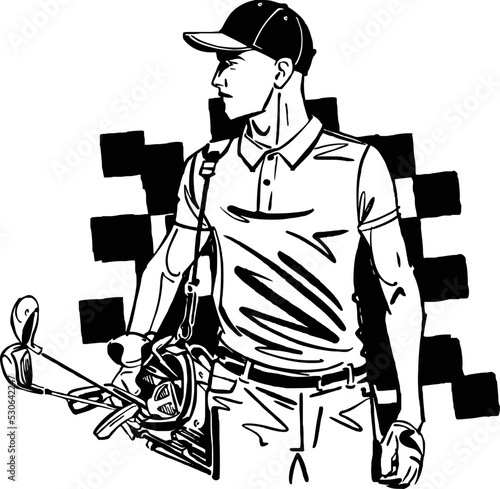 vector illustration of silhouette of a golfer in action