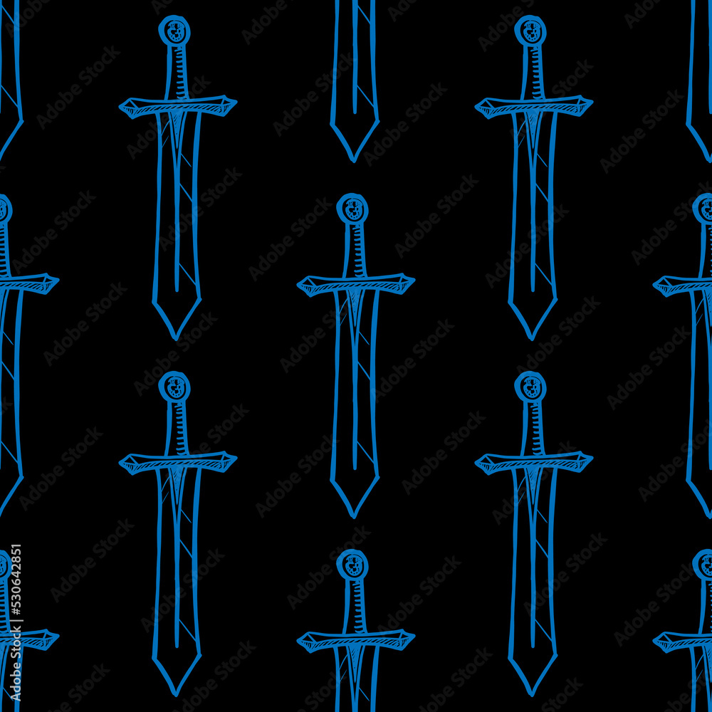 Sword vector seamless pattern for print or web design