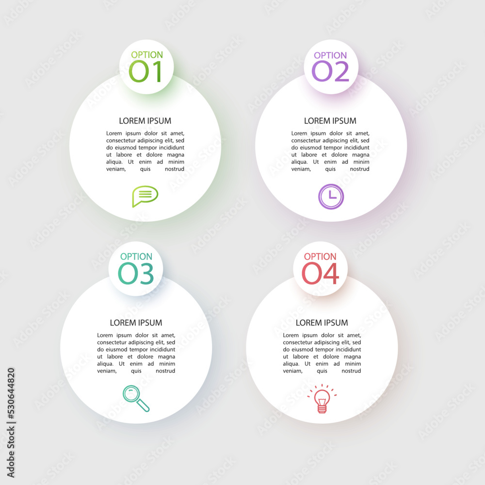 Infographic design business template with icons and 4 options or steps. Can be used for process diagram presentations workflow layout or banner vector illustration Infographic design business template with icons and 4 options or steps. Can be used for process diagram presentations workflow layout or banner vector illustration