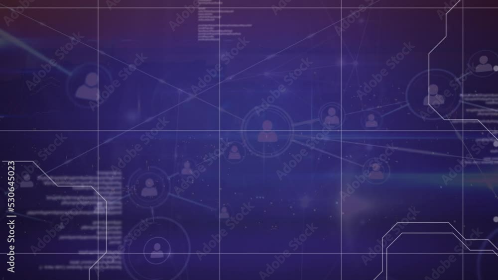 Animation of network of connections over data processing Animation of network of connections over data processing