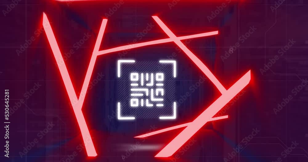 Animation of qr code over server room Animation of qr code over server room
