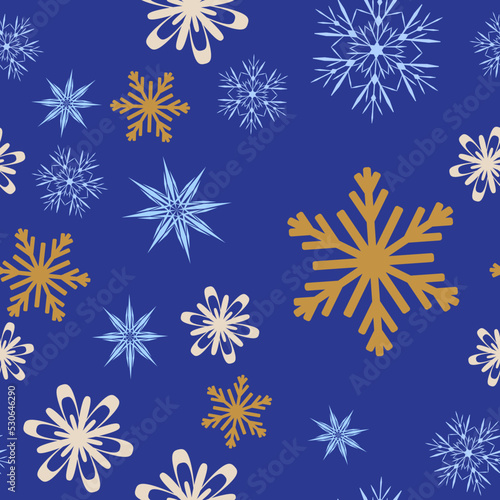 blue seamless pattern with snowflakes