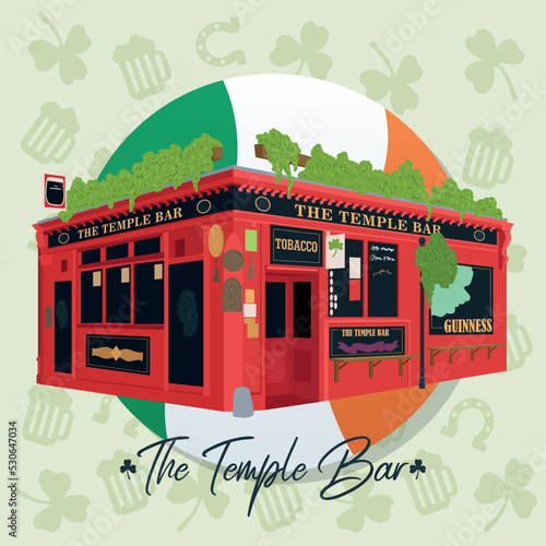 Isolated irish sticker with the temple bar landmark Vector