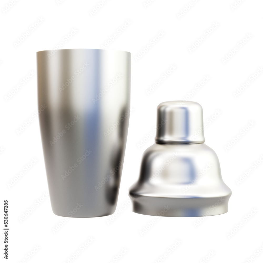 Opened cocktail shaker isolated on background Opened cocktail shaker isolated on background