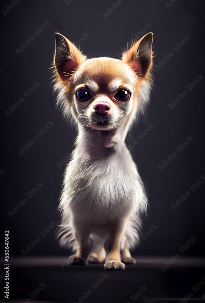 A realistic digital painting portrait of a Chihuahua dog