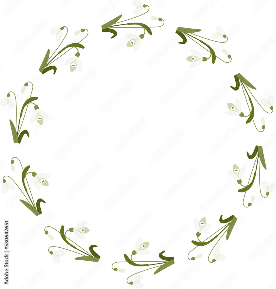 Round frame with May lilies of the valley with leaves Round frame with May lilies of the valley with leaves
