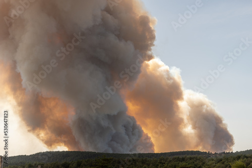 Obraz na płótnie Forest fire wreaks havoc on causse de sauveterre.