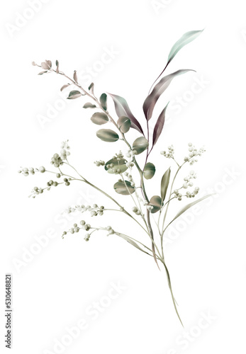 Bouquet of flowers, can be used as greeting card, invitation card for wedding...