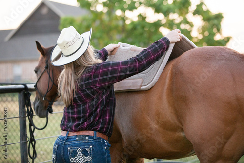 Cowgirl with Quarter Horse