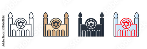 synagogue building icon logo vector illustration. jewish house of worship symbol template for graphic and web design collection