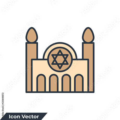 synagogue building icon logo vector illustration. jewish house of worship symbol template for graphic and web design collection