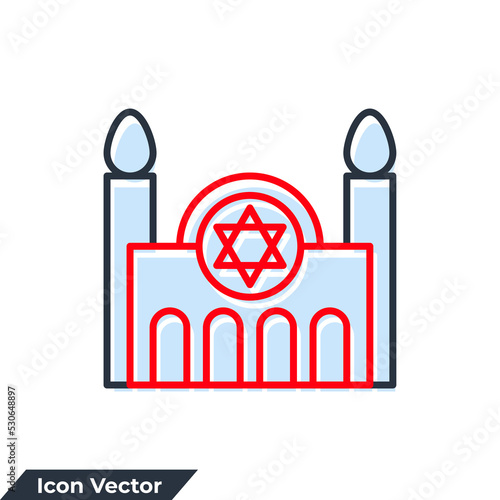 synagogue building icon logo vector illustration. jewish house of worship symbol template for graphic and web design collection