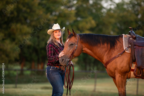Cowgirl with Quarter Horse