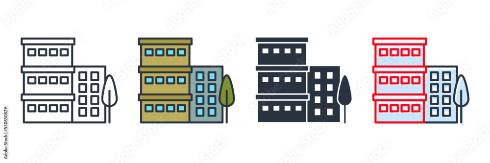 condo building icon logo vector illustration. Architecture building symbol template for graphic and web design collection