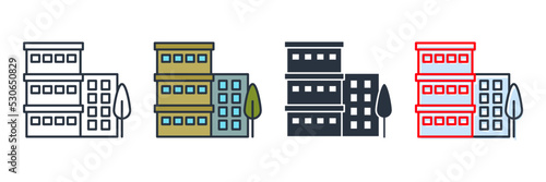 condo building icon logo vector illustration. Architecture building symbol template for graphic and web design collection