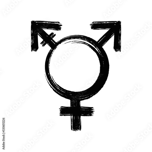 Transgender gender symbol. Black ink