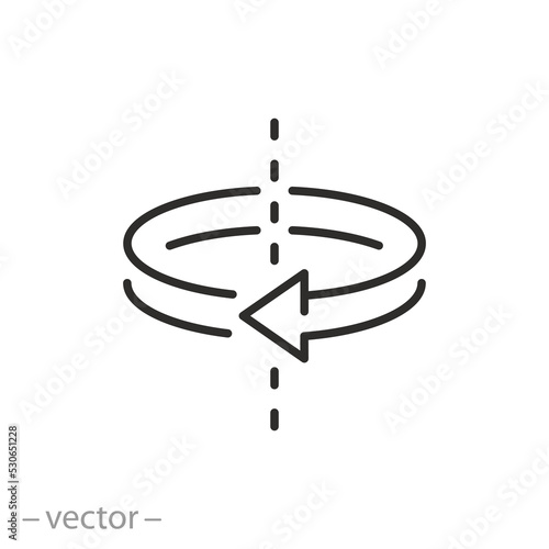 arrow spin around axis icon, twist direction, circle refresh or restart, thin line symbol on white background - editable stroke vector illustration eps10