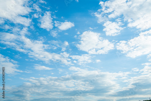 cloudy blue sky with white fluffy clouds. skyscape background photo