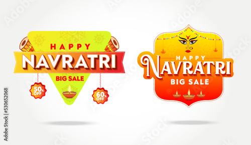 Happy Navratri Celebration, Big Navratri Discount Sale Offer Logo design, Sticker, Concept, Greeting Card Template, Icon, Poster, Unit, Label, Web, Mnemonic