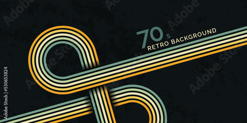 Retro abstract 1970's background design with stripes. Vintage geometric colorful lines. Vector illustration.