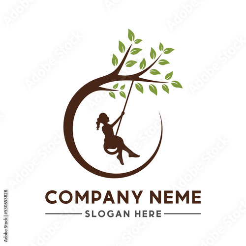 child tree swing logo design
