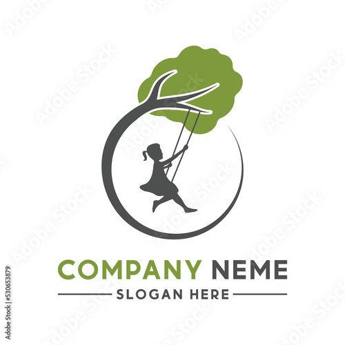 child tree swing logo design