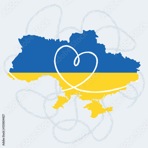 Isolated map of Ukraine with its flag Help Ukraine Vector