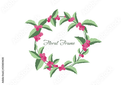 hand drawn pink cherries coffee floral frame