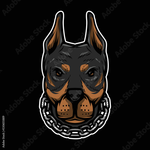 Dog Head with Chain Illustration