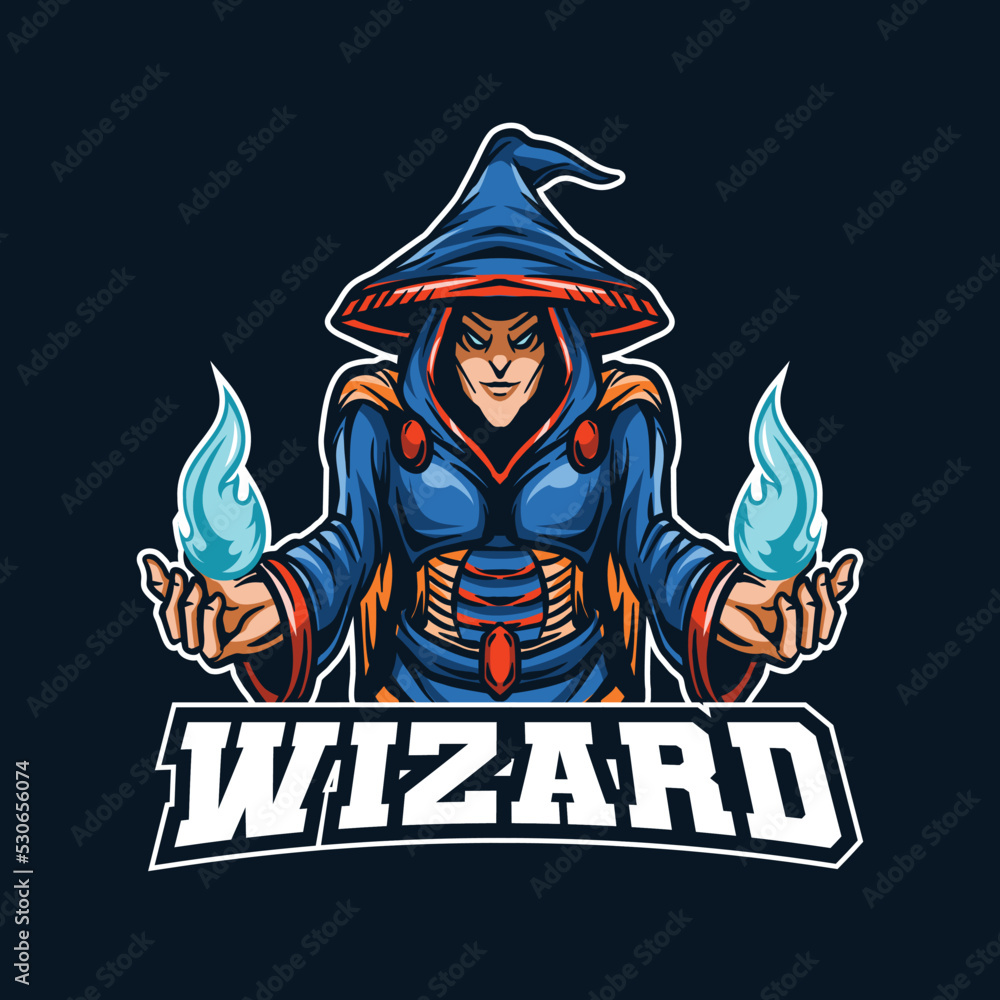 Witch Wizard Mascot Logo Illustration