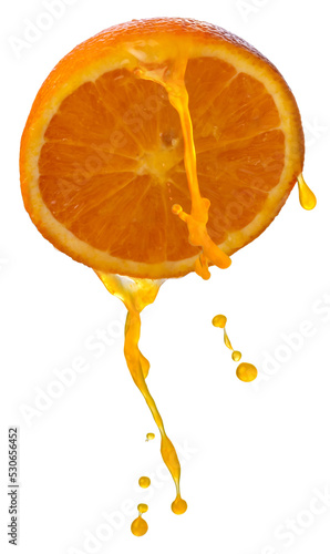 Cut orange with Juice splash