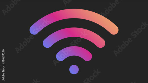 Bright color wi-fi symbol isolated on a black background