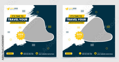 Holiday travel tourism social media stories square flyer post template design