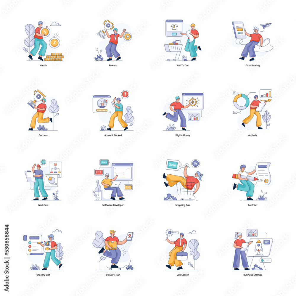 Pack of Business Flat Illustrations 

