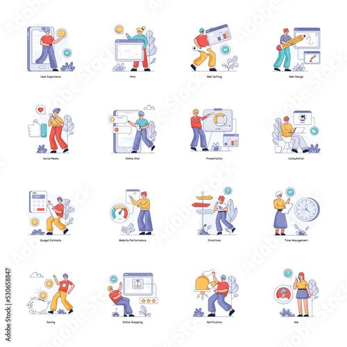 Business and Social Media Flat Illustrations 


