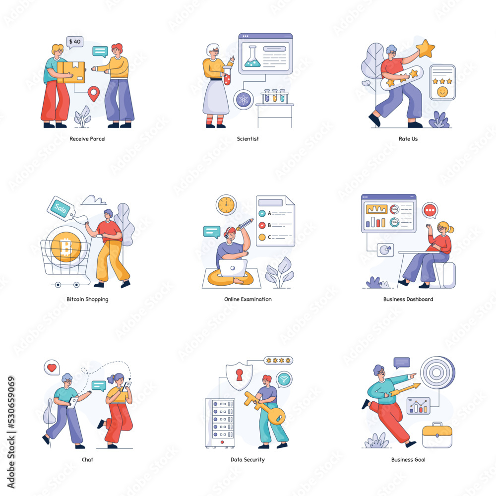 Fototapeta premium Pack of Trendy Flat Illustrations