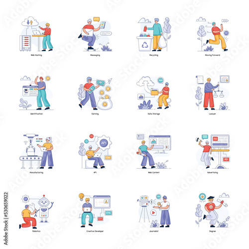 Pack of Business Marketing and Web Flat Illustrations 

