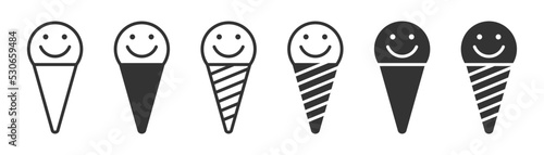 Face ice cream icon. Ice cream icon wih smile sign. Vector illustration.