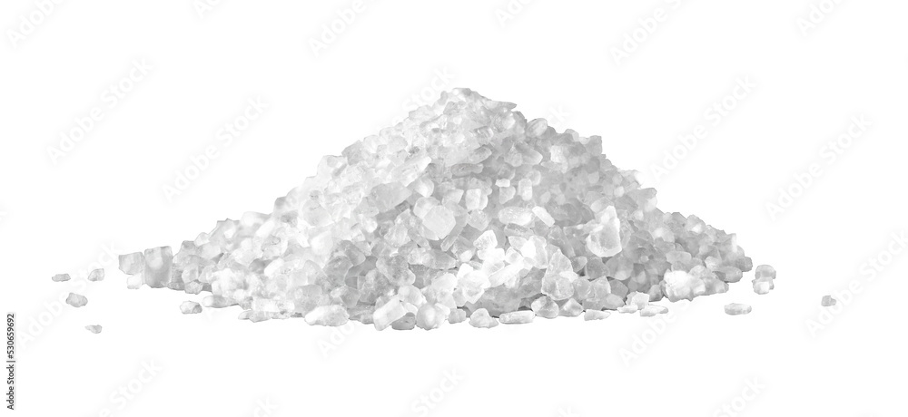 A heap of sea salt on white
