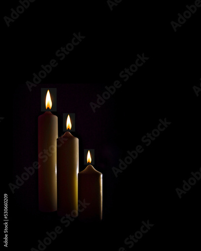 candles on black background