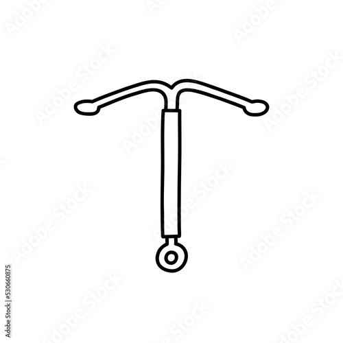 intrauterine device, IUD contraception doodle icon, vector color line illustration